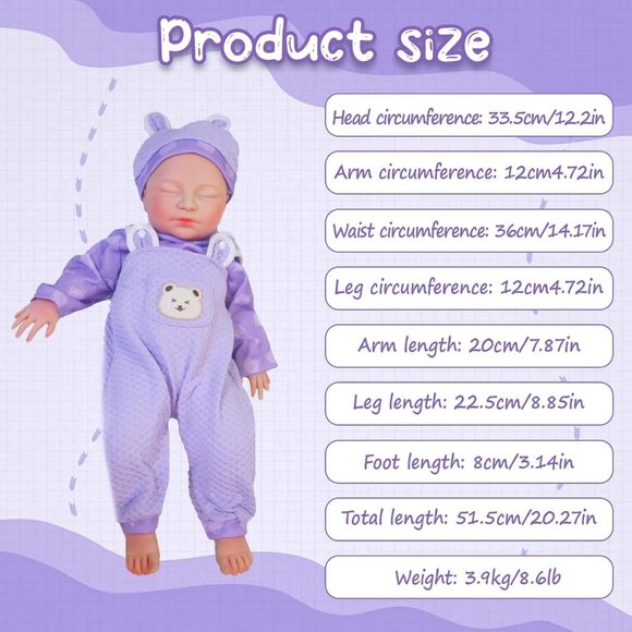 20in Full Silicone Reborn Angela-yellow Baby Girl Dolls Lifelike 8.61LB Weight - Picture 4 of 6